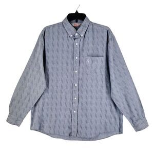 Vtg Polo Ralph Lauren LS Button Down Mens XL Gray Geometric Orange Label Y2K